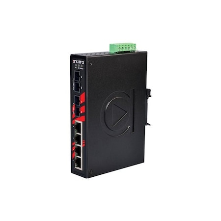 Antaira 6-Port Industrial Unmanaged Ethernet Switch, w/2-100Fx *Mulit-mode 2Km LNX-0602-M